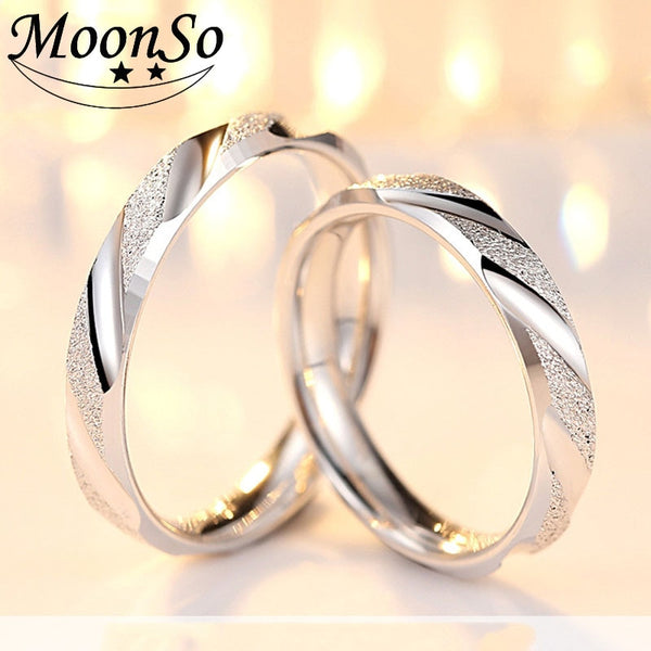 Solid sterling silver couple ring men and women silver jewelry