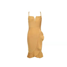 Load image into Gallery viewer, Spaghetti Strap Evening Dress Middle Length Ruffle Square Collar