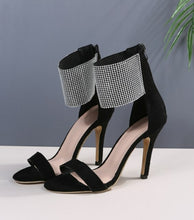 Load image into Gallery viewer, Sparkling Apricot Black Diamond Crystal High Heels Women Sandals