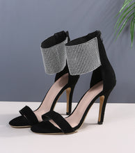 Load image into Gallery viewer, Sparkling Apricot Black Diamond Crystal High Heels Women Sandals