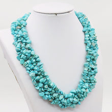 Load image into Gallery viewer, Special Irregular Blue Turkey Stone 3Rows Necklace Chain Jewelry Party