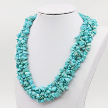 Load image into Gallery viewer, Special Irregular Blue Turkey Stone 3Rows Necklace Chain Jewelry Party