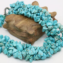 Load image into Gallery viewer, Special Irregular Blue Turkey Stone 3Rows Necklace Chain Jewelry Party