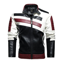 Load image into Gallery viewer, Spliced Leather Jacket Winter Autumn Casual Motor Fleece Coat