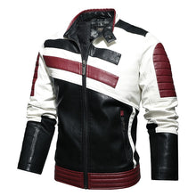 Load image into Gallery viewer, Spliced Leather Jacket Winter Autumn Casual Motor Fleece Coat