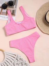 Load image into Gallery viewer, Sport Striped Bikinis Sexy Swimsuits High Waist Swimwear Women Pink - Sophornlilly