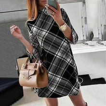Load image into Gallery viewer, Spring Autumn New Women's Long Sleeve Dresses High Neck Plaid Fashion