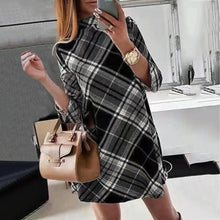 Load image into Gallery viewer, Spring Autumn New Women's Long Sleeve Dresses High Neck Plaid Fashion