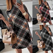 Load image into Gallery viewer, Spring Autumn New Women's Long Sleeve Dresses High Neck Plaid Fashion