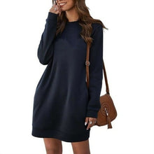 Load image into Gallery viewer, Spring Autumn O Neck Long Sleeve Women Sweatshirt Dress