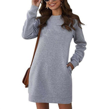 Load image into Gallery viewer, Spring Autumn O Neck Long Sleeve Women Sweatshirt Dress