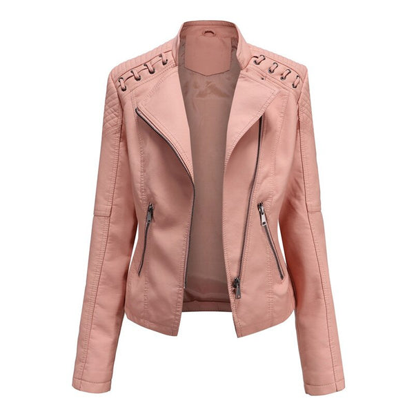 Spring Autumn Pu Faux Leather Jacket