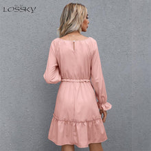 Load image into Gallery viewer, Long Sleeve Casual Loose Ruffle Stitching A line