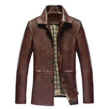 Load image into Gallery viewer, Spring Pop Men Leather Jacket Turn down Collar Business Casual PU