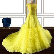 Load image into Gallery viewer, Bright Yellow Young Girls Birthday Party Gown Tiered