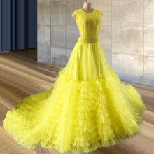 Load image into Gallery viewer, Bright Yellow Young Girls Birthday Party Gown Tiered