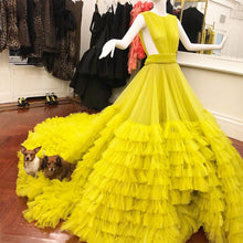 Load image into Gallery viewer, Bright Yellow Young Girls Birthday Party Gown Tiered
