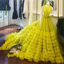 Load image into Gallery viewer, Bright Yellow Young Girls Birthday Party Gown Tiered