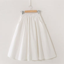 Load image into Gallery viewer, Spring Summer Solid Cotton Skirt Women Elastic High Waist Midi Skirts