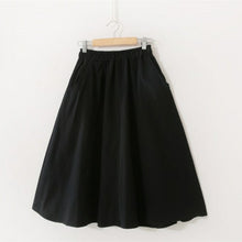 Load image into Gallery viewer, Spring Summer Solid Cotton Skirt Women Elastic High Waist Midi Skirts