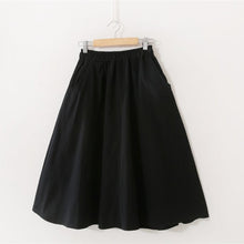 Load image into Gallery viewer, Spring Summer Solid Cotton Skirt Women Elastic High Waist Midi Skirts