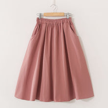 Load image into Gallery viewer, Spring Summer Solid Cotton Skirt Women Elastic High Waist Midi Skirts