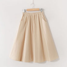 Load image into Gallery viewer, Spring Summer Solid Cotton Skirt Women Elastic High Waist Midi Skirts