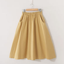Load image into Gallery viewer, Spring Summer Solid Cotton Skirt Women Elastic High Waist Midi Skirts