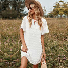 Load image into Gallery viewer, Spring Summer Sweet Short Dress New Lace Up O Neck