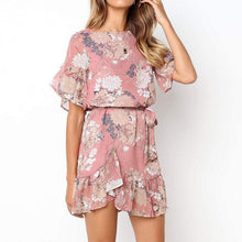 Load image into Gallery viewer, Spring Summer new Irregular high waist pink flower print chiffon - Sophornlilly