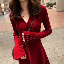 Load image into Gallery viewer, Spring Sweater Dress Women Elegant Retro Party Knitted Dress Female