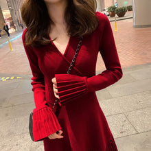Load image into Gallery viewer, Spring Sweater Dress Women Elegant Retro Party Knitted Dress Female
