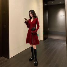 Load image into Gallery viewer, Spring Sweater Dress Women Elegant Retro Party Knitted Dress Female