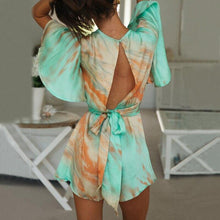 Load image into Gallery viewer, Spring V Neck Tie Dye Playsuits Boho Summer Women Casual Short - Sophornlilly