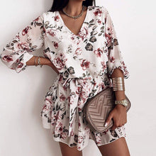 Load image into Gallery viewer, Spring Women's Chiffon V Neck Flower Print Dress Casual Long Sleeve - Sophornlilly