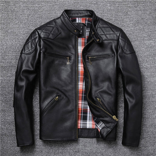 Spring and Autumn  Motorcycle Jacket Men Genuine