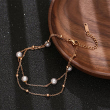 Load image into Gallery viewer, Stainless Steel  Anklet Bracelet for Women Layered Anklet  Pearl Bead