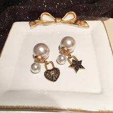 Load image into Gallery viewer, Star Love Earrings Asymmetrical Retro Distressed Bronze Sweet Double
