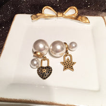 Load image into Gallery viewer, Star Love Earrings Asymmetrical Retro Distressed Bronze Sweet Double
