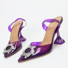 Load image into Gallery viewer, Star Style Pointed Toe Purple PVC Transparent High Heels Women Pumps
