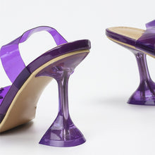 Load image into Gallery viewer, Star Style Pointed Toe Purple PVC Transparent High Heels Women Pumps