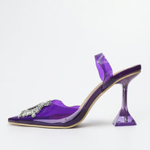 Load image into Gallery viewer, Star Style Pointed Toe Purple PVC Transparent High Heels Women Pumps
