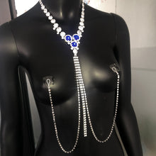 Load image into Gallery viewer, StoneFans Blue Stone Necklace for Women Sexy Lingerie Nipple Jewellery