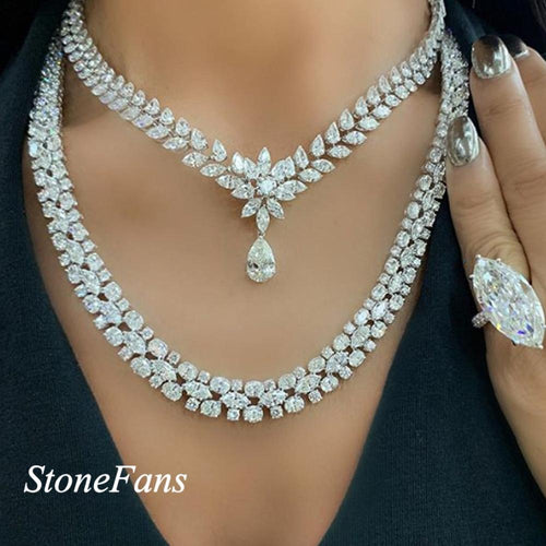 StoneFans Dubai Cubic Zirconia Bridal Jewelry Set for Women Wedding