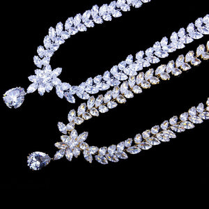 StoneFans Dubai Cubic Zirconia Bridal Jewelry Set for Women Wedding