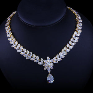 StoneFans Dubai Cubic Zirconia Bridal Jewelry Set for Women Wedding