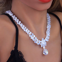 Load image into Gallery viewer, StoneFans Luxury Jewelry Drop Pendant Necklace for Women CZ Chain