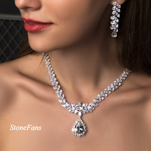 Load image into Gallery viewer, StoneFans Wedding Necklace and Earring Set for Bride Dubai Nigeria CZ