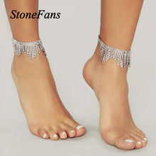 Load image into Gallery viewer, 2 Pcs/ Set Tassel Rhinestone Anklet Chain Jewelry for Women