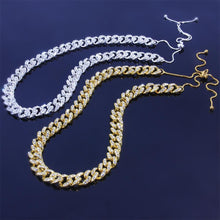 Load image into Gallery viewer, Stonefans Gold Iced Out Cuban Chain Necklace Bling Hip Hop Adjustable